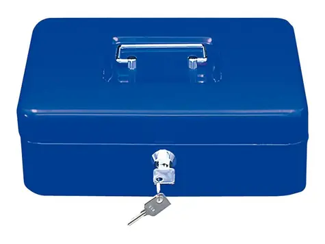 WEDO 300 Tragbare Registrierkasse blau / 5 Fächer / 1 Clip / abschließbar