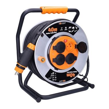 Solight PB43 / Verlängerungskabel / Metalltrommel / 4 Steckdosen / 40m / IP44