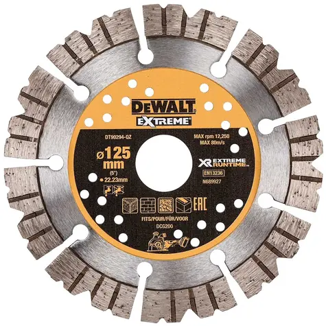 DeWalt DT90294 / Diamanttrennscheibe für Mauerwerk & Beton für DCG200 Nutfräser / Durchmesser 125x22,2 mm