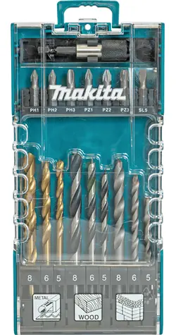 Makita D-74887 / Bohrer- und Bit-Set / 5, 6 und 8 mm / PH1-3 / PZ1-3 / SL5 / 17-teilig