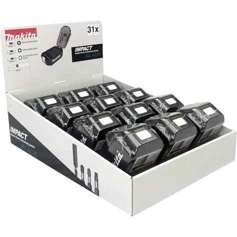Makita E-03090 IMPACT BLACK 1/4" Drehmoment-Bit-Set 31-teilig / in batterieförmiger Kunststoffbox / 12er-Packung