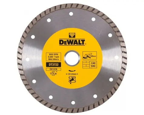 DeWalt DT3722-QZ / Diamant-Turboscheibe / Durchmesser 180 x 22,2 mm / Breite 2,4 mm
