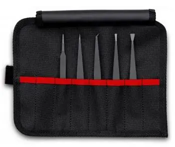 Knipex Set aus 5 ESD-geschützten Kunststoffpinzetten
