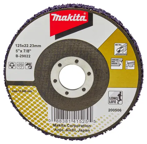 Makita B-29022 Longlife Reinigungsscheibe 125 mm / zum Entfernen von Schmutz von Werkstücken