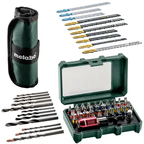 Metabo Zubehörset 55-tlg. / Set: 13-tlg. Bohrer - 32-tlg. Bits - 10-tlg. Sägen