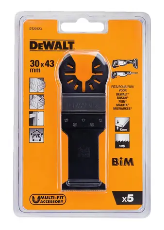 DeWalt DT20723 / Sägeblatt-Set DT20701 / Länge 43 mm / Breite 30 mm / 5-tlg