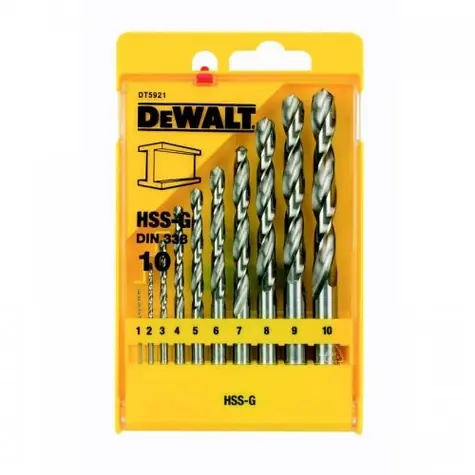 DeWalt DT5921-QZ / Satz HSS-G-Bohrer für Metall / Durchmesser 1-10 mm / 10 Stk