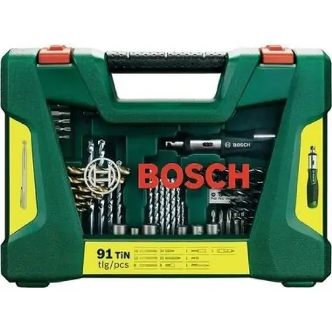 BOSCH 2607017311 / Satz Schraubendreherbits und Bohrer mit Ratsche und Mag. Durch ein Teleskop (91 Stück)
