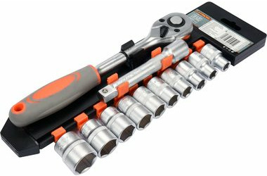STHOR TO-58633 / Ratschen-Steckschlüsselsatz 1|2" / Gola / 12-tlg