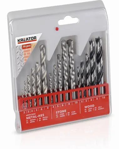 KREATOR KRT012502 / Metallbohrer-Set | Stein | aus Holz / Durchmesser 2-10 mm / 16 Stk