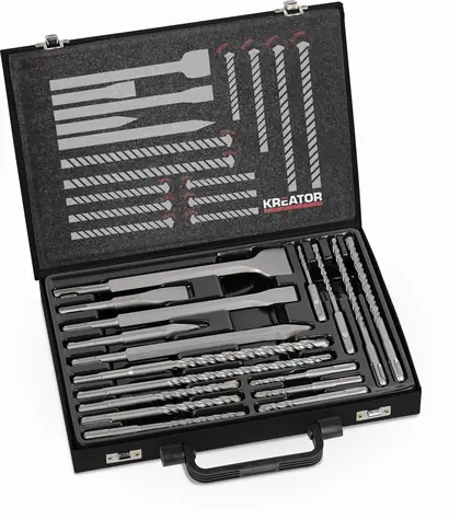 KREATOR KRT012801 / SDS PLUS Bohrer- und Meißelset / 5-14 mm / Länge 110-260 mm / 17-tlg