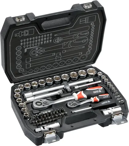YATO YT-38782 Ratschen-Steckschlüsselsatz 1|4" | 1|2" / Bits | Gola | Inbusschlüssel / 72-tlg