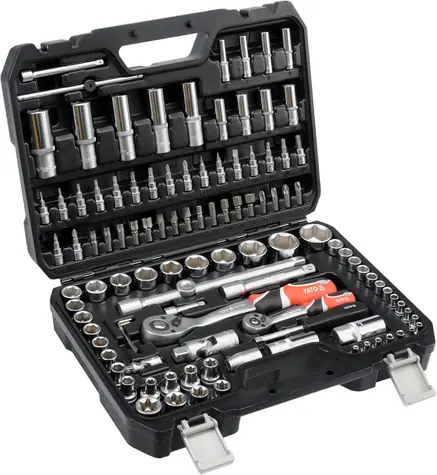 YATO YT-38791 Ratschen-Steckschlüsselsatz 1|4" | 1|2" / Bits | Gola | Inbusschlüssel / 108-tlg