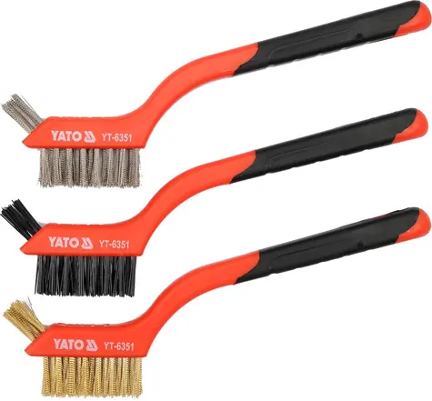 YATO Drahtbürsten-Set / Länge 180 mm / Anzahl Reihen 3 / 3-tlg
