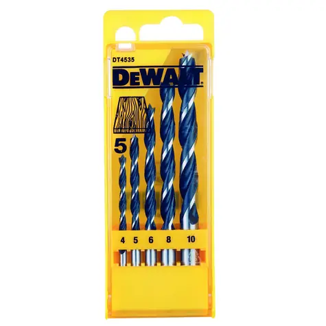 DeWalt Satz Holzbohrer mit Zentrierspitze / Durchmesser 4-10 mm / CrV / 5-tlg