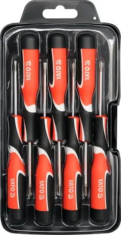 YATO YT-25863 Feinschraubendreher-Set 7-teilig / Flach 2 und 3 mm | PH00 | PH0 | T5 | T6 | T7