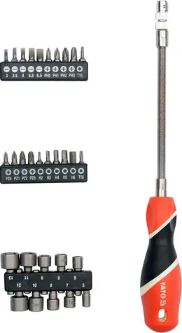 YATO Flexibler Schraubendreher mit Zubehör 31-tlg