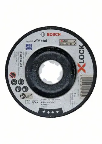 BOSCH Expert for Metal X-LOCK-System 2608619258 / Schleifscheibe mit versetzter Spitze / 115 x 6 x 22,23 mm / A 30 T BF