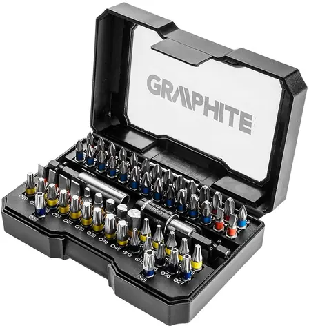 Graphite 56H600 Bit-Set 25 mm (60 Stück) / Ph & PZ & Trx & Flat & HEX / 2x magnetischer Bithalter