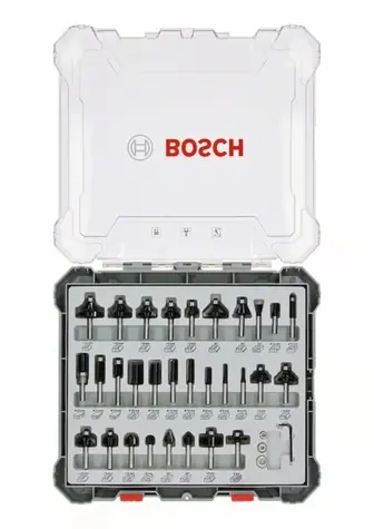 BOSCH 2607017475 / Gemischter Satz Formfräser mit 8 mm Spindel / 30-tlg