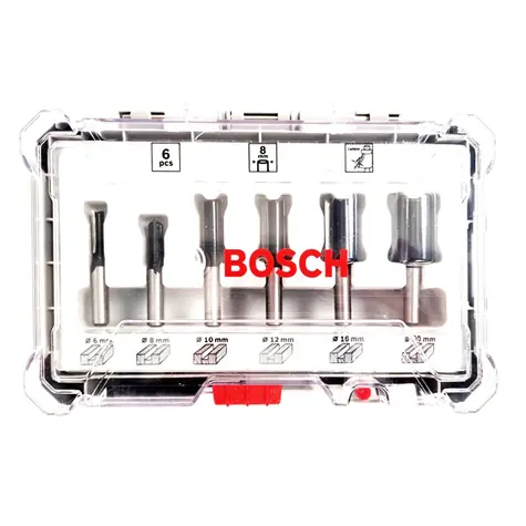 BOSCH 2607017466 / Nutfräser-Satz mit 8mm Spindel / 6-tlg