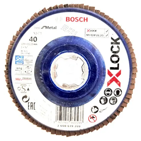 BOSCH X571 Best for Metal 2608619209 / Fächerschleifscheibe / X-LOCK / Korn 40 / 125x22,23mm 