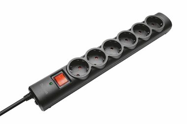 Trust Surge Protector 6 Ports schwarz / 1,8 m / 250 V / 2500 W / 6 Steckdosen