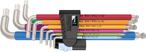 Wera 3950|9 Winkelschlüsselsatz Hex- PLUS Multicolour Imperial Stainless 1 / Zoll / Edelstahl / 9-teilig