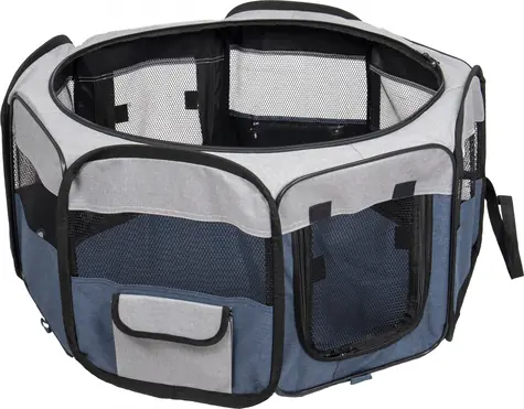 Flamingo FLAVIO Laufstall für Hunde graublau 74x74x35cm