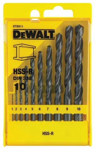 DeWalt DT5911 / Metallbohrer-Set / HSS- R / 1-10 mm / 10-tlg 