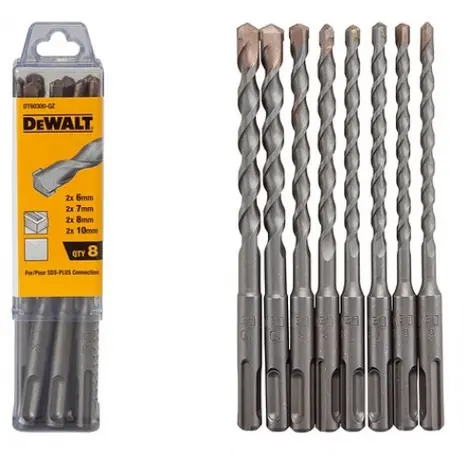 DeWalt DT60300 / Set mit 8 Betonbohrern / SDS- PLUS / 6/7/8/10 mm