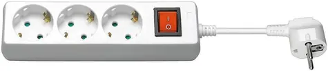 MicroConnect Verlängerungskabel 3 Steckdosen 1,5m weiß / mit Schalter / Schuko