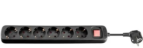 MicroConnect Verlängerungskabel 6 Steckdosen 3M schwarz / mit Schalter / Schuko