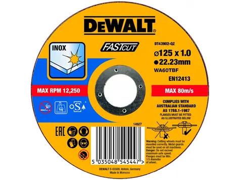 DeWalt DT43902 / Trennscheibe für Edelstahl / Durchmesser 125 x 22,2 mm / Breite 1,0 mm