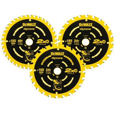 DeWalt DT10397 / Trennscheiben-Set / 2x 165 mm/24T / 1x 165 mm/40T