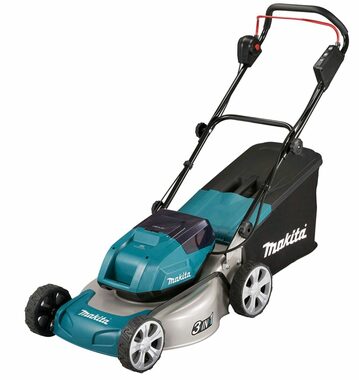 Makita DLM463PT2 / Akku-Rasenmäher / 2x 18V / 3300 U/min / bis zu 1600 m2 / Breite 46 cm / Korb 60 l / 2x 5,0Ah