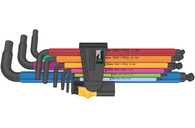Wera 950/9 Hex- PLUS Multicolour Imperial 2 Steckschlüsselsatz / Zoll / BlackLaser / 9-tlg