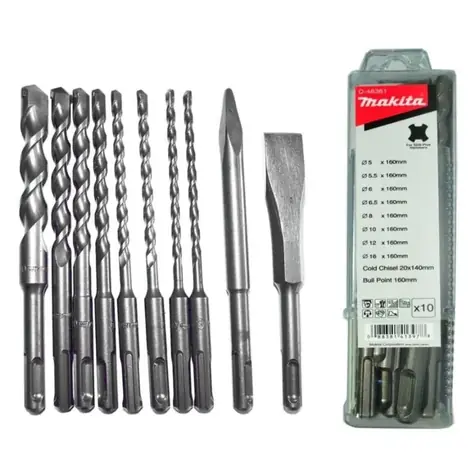 Makita D-46361 SDS PLUS Bohrer- und Meißelset / 10-tlg