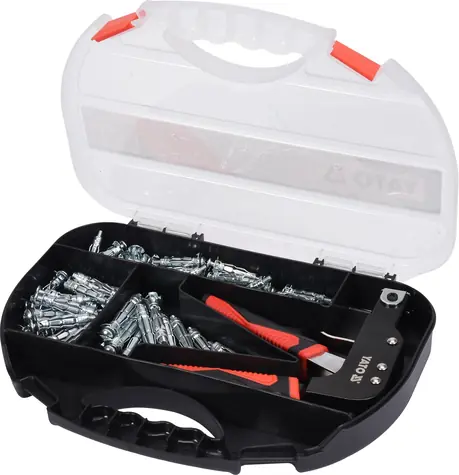 YATO YT-51451 / Anwendungszange + Molly-Dübel (Anker) für Gipskartonplatten / Set mit 60 Stk.