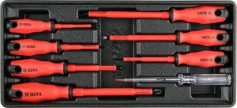 YATO YT-55462 / Steckdoseneinsatz - Elektriker-Schraubendreher-Set / 1000V / 8-tlg