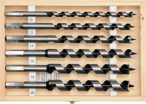 YATO YT-3298 / Serpentinen-Holzbohrer-Set 10 | 12 | 14 | 16 | 18 | 20 / Länge 230mm
