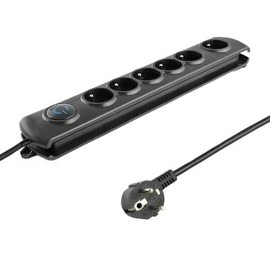 Qoltec 50111 Verlängerungskabel 5 Steckdosen 1,8 m schwarz / Schalter 