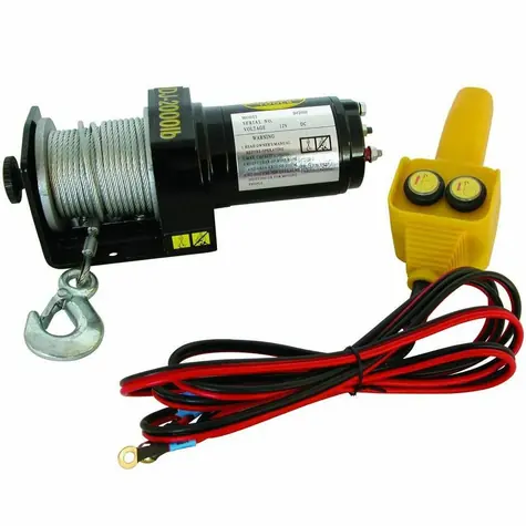Carpoint Elektrische Winde / Riemenscheibe 12V 1000kg - mit Stahlseil 15m und Fernbedienung