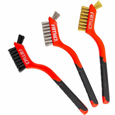 AMiO Bürsten zur Reinigung und Korrosion von Stahl/Messing/Nylon - 3er-Set