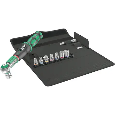 Wera Safe-Torque A1 Imperial Set 1 / Drehmomentschlüssel mit Umschaltknarre / 1/4" / 2 bis 12 Nm / 8 Nüsse