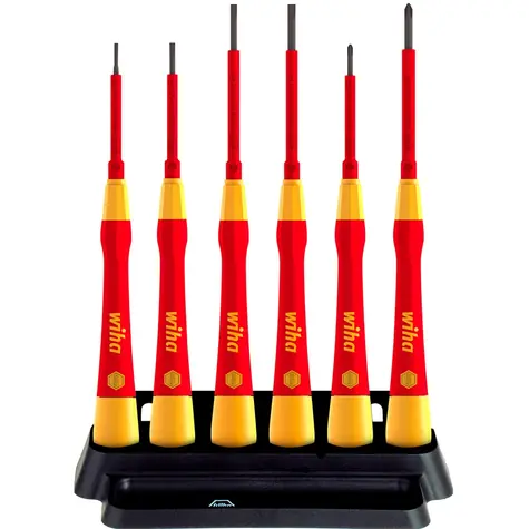Wiha 42989 Feinschraubendreher-Set PicoFinish Electric / 6 Schraubendreher / Phillips / flach