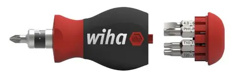 Wiha 43613 Schraubendreher mit Teleskop-Bitmagazin Stubby / 7 Bits