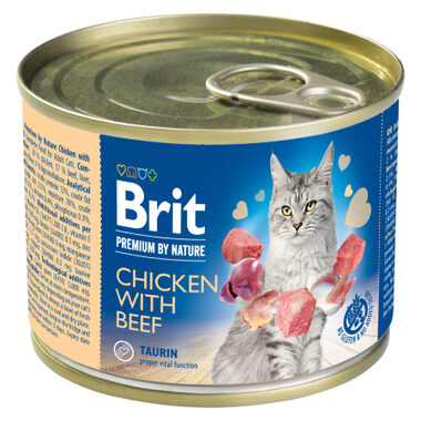 Brit Premium by Nature Huhn mit Rind 200 g / Dosenfutter für Katzen / Fleischpastete für erwachsene Katzen