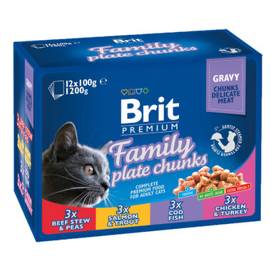 Brit Premium Cat Pouches Family Plate (12x100 g) 1,2 kg / Beutel für Katzen
