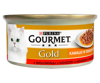 PURINA GOURMET GOLD Delight Rindfleisch in saftiger Sauce 85 g / Dosenfutter für Katzen